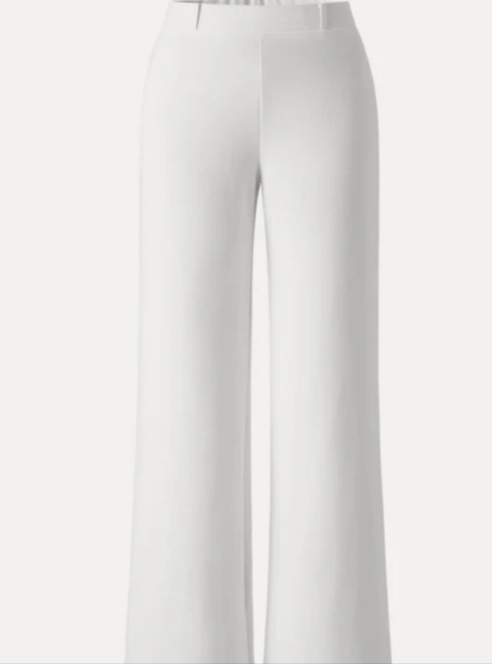 Not-See-Thru Drapey Mid Rise Wide Leg Pull-on Pants W/ PocketsPetiteMed/ White